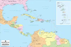 West Indies and Caribbean Map Print