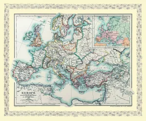 Map of Europe showing how it appeared at the time of the Restoration of the Empire in the Wwest by Otto The Great AD Map of Europe showing how it appeared at the time of the Restoration of the Empire in the Wwest by Otto The Great AD