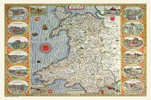 Old Map of Wales 1611 Print - Facsimile Reproduction
