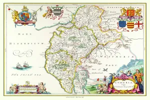 Old County Map of Cumbria 1648 by Johan Blaeu from the Atlas Novus Old County Map of Cumbria 1648 by Johan Blaeu from the Atlas Novus