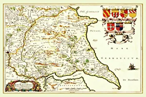 Old County Map of the East Riding of Yorkshire 1648 by Johan Blaeu from the Atlas Novus Old County Map of the East Riding of Yorkshire 1648 by Johan Blaeu from the Atlas Novus
