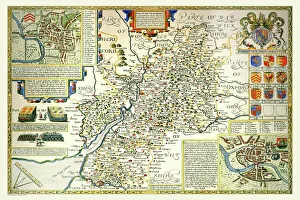 Old County Map of Gloucestershire 1611 by John Speed Old County Map of Gloucestershire 1611 by John Speed