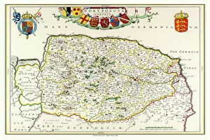Old County Map of Norfolk 1648 by Johan Blaeu from the Atlas Novus Old County Map of Norfolk 1648 by Johan Blaeu from the Atlas Novus