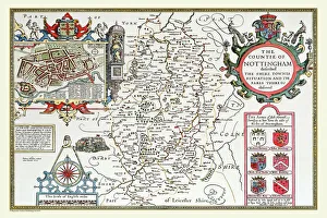 Old County Map of Nottinghamshire 1611 by John Speed Old County Map of Nottinghamshire 1611 by John Speed