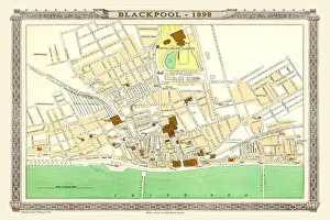 Old Map of Blackpool 1898 from the Royal Atlas by Bartholomew Old Map of Blackpool 1898 from the Royal Atlas by Bartholomew