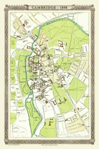 Old Map of Cambridge 1898 from the Royal Atlas by Bartholomew Old Map of Cambridge 1898 from the Royal Atlas by Bartholomew