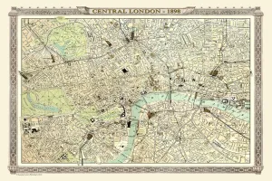 Old Map of Central London 1898 from the Royal Atlas by Bartholomew Old Map of Central London 1898 from the Royal Atlas by Bartholomew