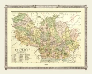 Old Map of the County of Dumfries from the Philips Handy Atlas of 1882 Old Map of the County of Dumfries from the Philips Handy Atlas of 1882