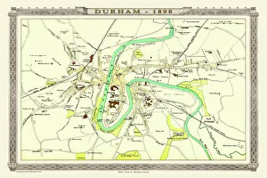 Old Map of Durham 1898 from the Royal Atlas by Bartholomew Old Map of Durham 1898 from the Royal Atlas by Bartholomew