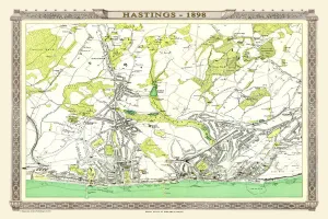 Old Map of Hastings 1898 from the Royal Atlas by Bartholomew Old Map of Hastings 1898 from the Royal Atlas by Bartholomew