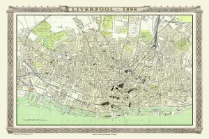 Old Map of Liverpool 1898 from the Royal Atlas by Bartholomew Old Map of Liverpool 1898 from the Royal Atlas by Bartholomew