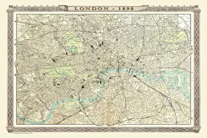 Old Map of London 1898 from the Royal Atlas by Bartholomew Old Map of London 1898 from the Royal Atlas by Bartholomew