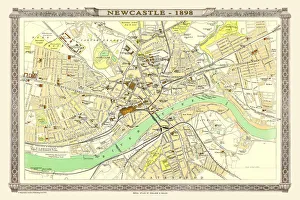 Old Map of Newcastle 1898 from the Royal Atlas by Bartholomew Old Map of Newcastle 1898 from the Royal Atlas by Bartholomew