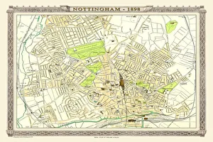 Old Map of Nottingham 1898 from the Royal Atlas by Bartholomew Old Map of Nottingham 1898 from the Royal Atlas by Bartholomew