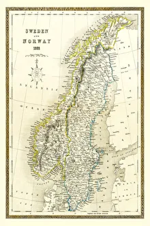 Old Map of Sweden and Norway 1852 by Henry George Collins Old Map of Sweden and Norway 1852 by Henry George Collins