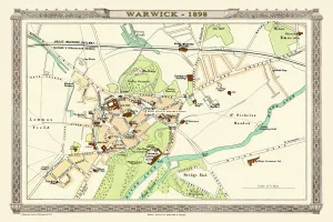 Old Map of Warwick 1898 from the Royal Atlas by Bartholomew Old Map of Warwick 1898 from the Royal Atlas by Bartholomew