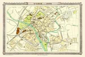 Old Map of York 1898 from the Royal Atlas by Bartholomew Old Map of York 1898 from the Royal Atlas by Bartholomew