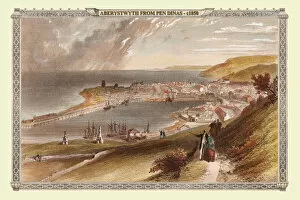 Aberystwyth Collection: View of the Town of Aberystyth from Pen Dinas, Wales 1850