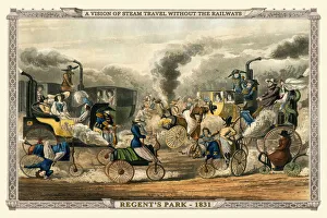 A Vision of Steam Travel Without The Railways - Regents Park 1831 (Alken' A Vision of Steam Travel Without The Railways - Regents Park 1831 (Alken'