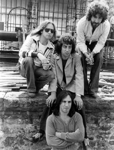 10cc ( Ten CC) at Cardiff Castle before their concert. July 1975 10cc ( Ten CC) at Cardiff Castle before their concert. July 1975