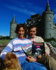 12th Duke and Duchess of Argyll September 1989 on lawn at Inverary Castle with 12th Duke and Duchess of Argyll September 1989 on lawn at Inverary Castle with