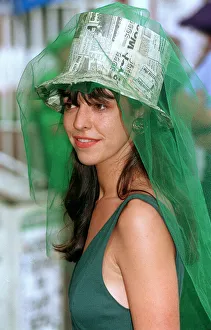 1993 - Clothing Ascot Fashion Hat Made of Newspaper and green netting 1993 - Clothing Ascot Fashion Hat Made of Newspaper and green netting