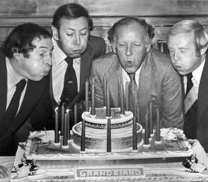 21 years of Grandstand presenters l to r-Cliff Morgan, David Coleman 21 years of Grandstand presenters l to r-Cliff Morgan, David Coleman
