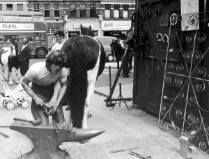 23 year old Londoner Derek Dewdney the village blacksmith of Brent, London 23 year old Londoner Derek Dewdney the village blacksmith of Brent, London
