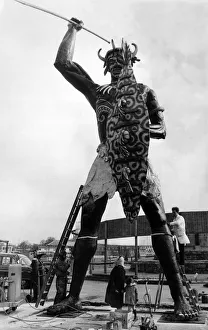 A 35 foot figure of a Zulu warrior being erected at the entrance to Coventry Zoo Park A 35 foot figure of a Zulu warrior being erected at the entrance to Coventry Zoo Park