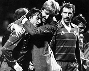 Aad de Mos celebrating goal with Johan Cruyff September 1982 Aad de Mos celebrating goal with Johan Cruyff September 1982