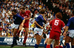 Aberdeen versus Rangers Premier Davie Dodds heads ball past Graham Roberts August 1987 Aberdeen versus Rangers Premier Davie Dodds heads ball past Graham Roberts August 1987