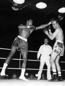 Action during the non-title heavyweight fight between American Cassius Clay Action during the non-title heavyweight fight between American Cassius Clay