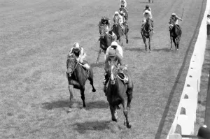 Action from the Oaks at Epsom, which was won by jockey Willie Carson Action from the Oaks at Epsom, which was won by jockey Willie Carson