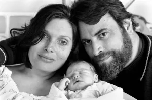 Actor Brian Blessed with wife and new baby. April 1975 Actor Brian Blessed with wife and new baby. April 1975