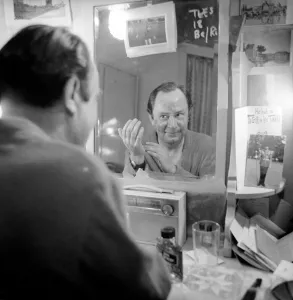 Actor Peter Sallis seen here getting made up. November 1965 Actor Peter Sallis seen here getting made up. November 1965