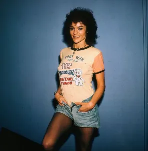 Actress Diana Quick April 1989 wearing denim shorts and tee shirt Actress Diana Quick April 1989 wearing denim shorts and tee shirt