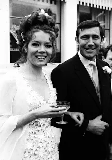 Actress Diana Rigg with George Lazenby getting married during the filming of " Actress Diana Rigg with George Lazenby getting married during the filming of "