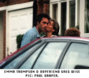 Actress Emma Thompson with boyfriend actor Greg Wise outside their North London home they Actress Emma Thompson with boyfriend actor Greg Wise outside their North London home they