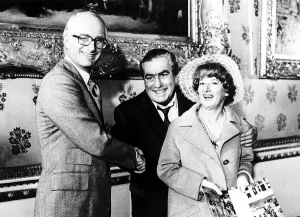Actress Jean Alexander with actor Bernard Youens and Duke of Bedford Actress Jean Alexander with actor Bernard Youens and Duke of Bedford