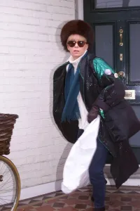 Actress Sally Farmiloe leaving her home in December 1999 after the allegation of Actress Sally Farmiloe leaving her home in December 1999 after the allegation of