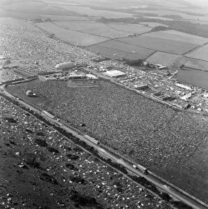 Images Dated 28th August 1970: An aerial view of the 120, 000 pop fans massed together at Freshwater on the Isle of Wight