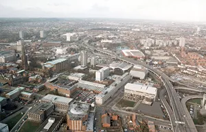 Aerial view of Coventry City centre showing the university, cathedral and ring road Aerial view of Coventry City centre showing the university, cathedral and ring road