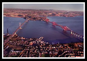 Aerial view of Edinburgh showing Forth rail road bridge November 1998 Aerial view of Edinburgh showing Forth rail road bridge November 1998