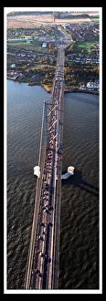 Aerial view of Forth Road bridge Edinburgh November 1998 Aerial view of Forth Road bridge Edinburgh November 1998