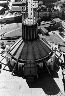 Aerial Views of Liverpool, Merseyside, 11th June 1987. Liverpool Metropolitan Cathedral Aerial Views of Liverpool, Merseyside, 11th June 1987. Liverpool Metropolitan Cathedral