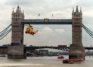 Air Sea rescue Westland Sea King Helicopter June 1995 of the Royal Air Force hovering Air Sea rescue Westland Sea King Helicopter June 1995 of the Royal Air Force hovering