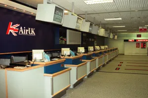 Air UK Check In desks at Teesside Airport 17th November 1997 Air UK Check In desks at Teesside Airport 17th November 1997