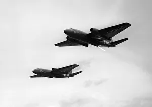 Aircraft English Electric Canberra Sept 1957 engine test beds flying at the SBAC Aircraft English Electric Canberra Sept 1957 engine test beds flying at the SBAC