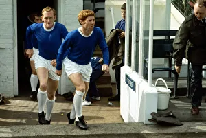 Alan Ball of Everton enters the pitch followed by teammate Sandy Brown before a match Alan Ball of Everton enters the pitch followed by teammate Sandy Brown before a match
