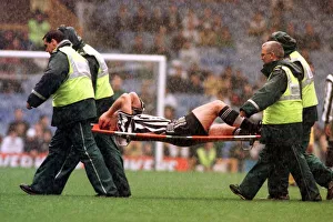 ALAN SHEARER IS CARRIED OFF PITCH 26 JULY 1997 ALAN SHEARER FOOTBALL NEWCASTLE ALAN SHEARER IS CARRIED OFF PITCH 26 JULY 1997 ALAN SHEARER FOOTBALL NEWCASTLE